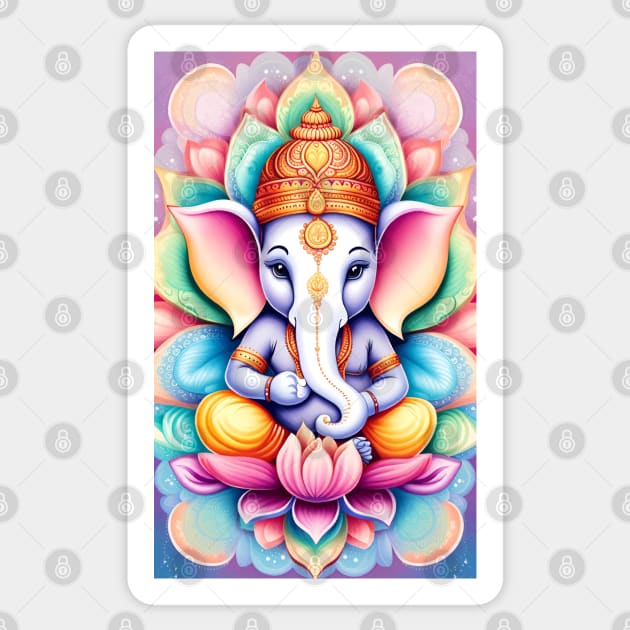 Ganesha Baby sitting on a lotus Flower Sticker by mariasshop